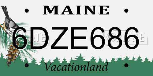 6DZE686 Maine License Plate