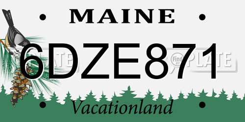 6DZE871 Maine License Plate