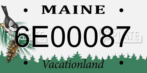 6E00087 Maine License Plate