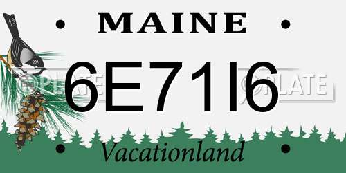 6E71I6 Maine License Plate