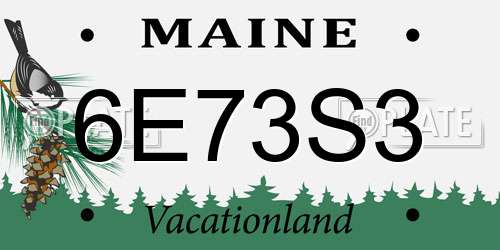 6E73S3 Maine License Plate