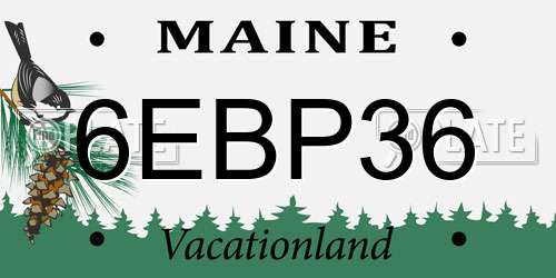 6EBP36 Maine License Plate