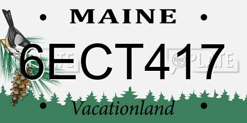 6ECT417 Maine License Plate