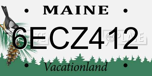 6ECZ412 Maine License Plate