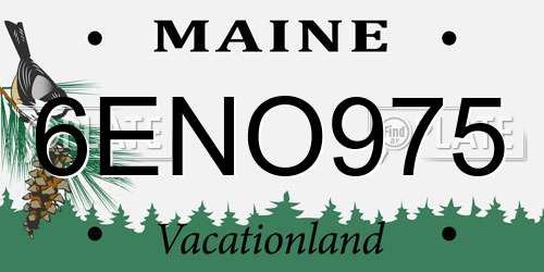 6ENO975 Maine License Plate