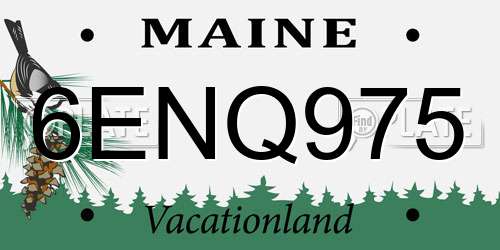 6ENQ975 Maine License Plate