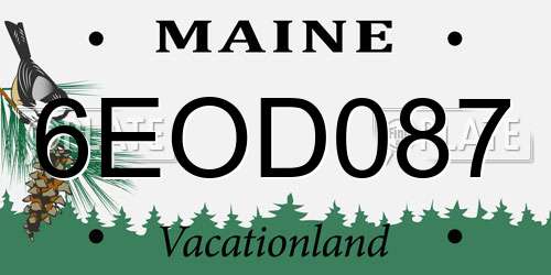 6EOD087 Maine License Plate