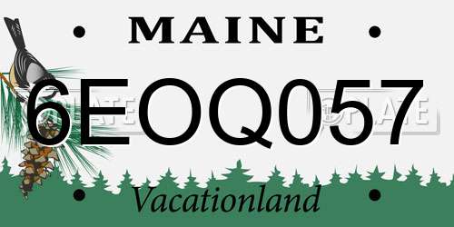 6EOQ057 Maine License Plate
