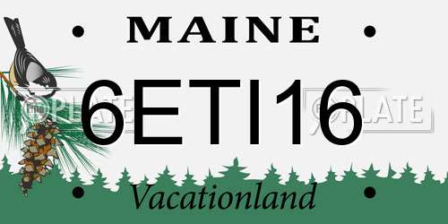 6ETI16 Maine License Plate
