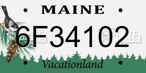 6F34102 Maine License Plate