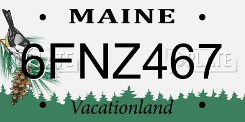 6FNZ467 Maine License Plate