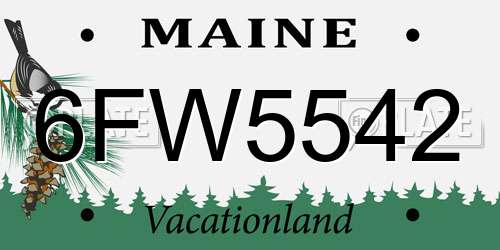 6FW5542 Maine License Plate