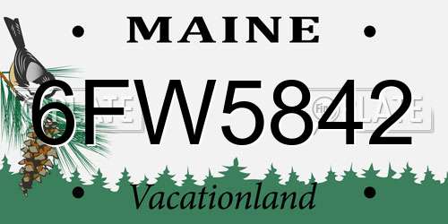 6FW5842 Maine License Plate