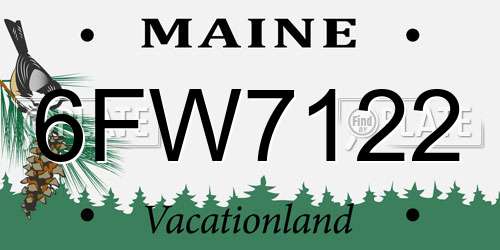 6FW7122 Maine License Plate