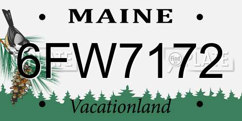 6FW7172 Maine License Plate