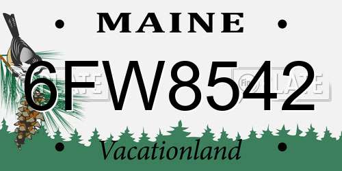 6FW8542 Maine License Plate