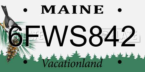 6FWS842 Maine License Plate