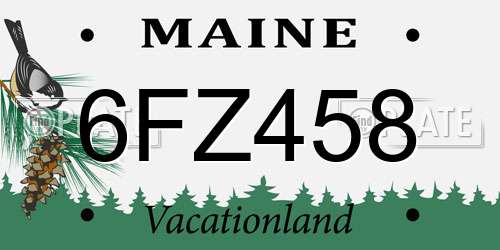 6FZ458 Maine License Plate