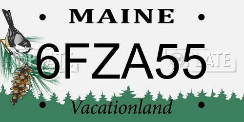 6FZA55 Maine License Plate