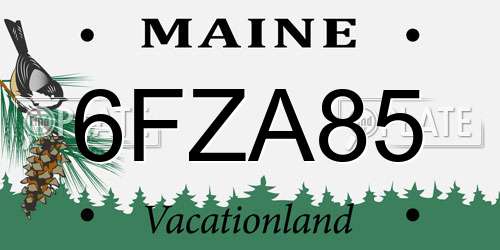 6FZA85 Maine License Plate