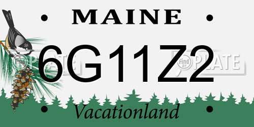 6G11Z2 Maine License Plate