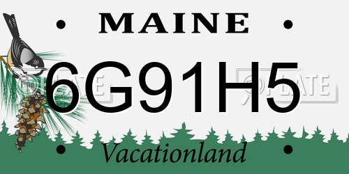 6G91H5 Maine License Plate