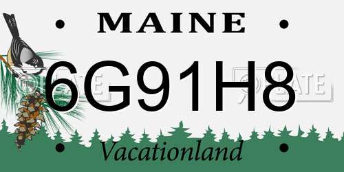 6G91H8 Maine License Plate