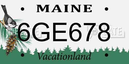 6GE678 Maine License Plate