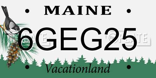 6GEG25 Maine License Plate