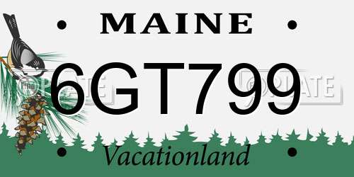 6GT799 Maine License Plate