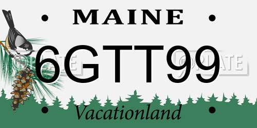 6GTT99 Maine License Plate