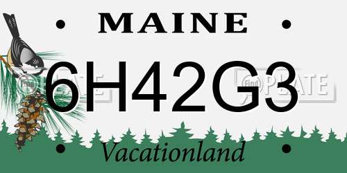 6H42G3 Maine License Plate