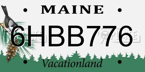 6HBB776 Maine License Plate