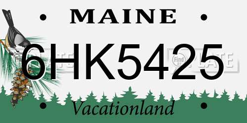 6HK5425 Maine License Plate