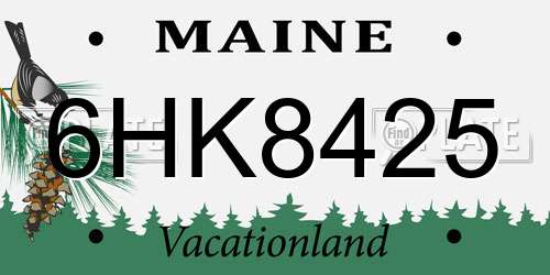 6HK8425 Maine License Plate