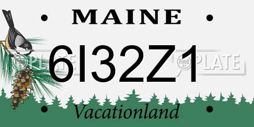 6I32Z1 Maine License Plate