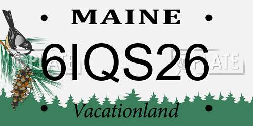 6IQS26 Maine License Plate