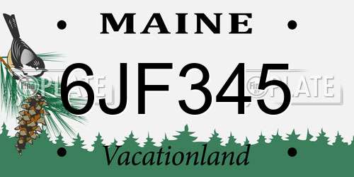 6JF345 Maine License Plate