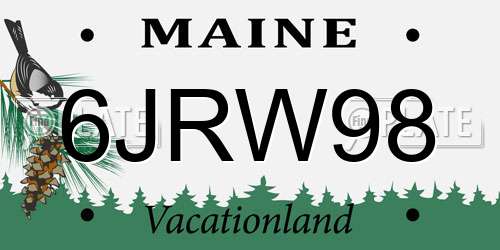 6JRW98 Maine License Plate