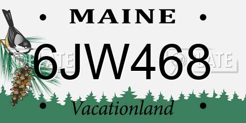 6JW468 Maine License Plate