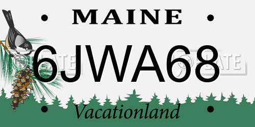 6JWA68 Maine License Plate