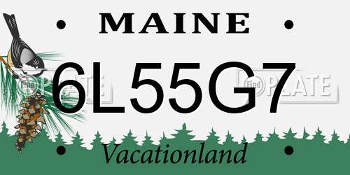 6L55G7 Maine License Plate