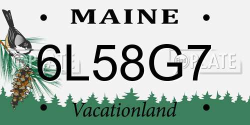 6L58G7 Maine License Plate