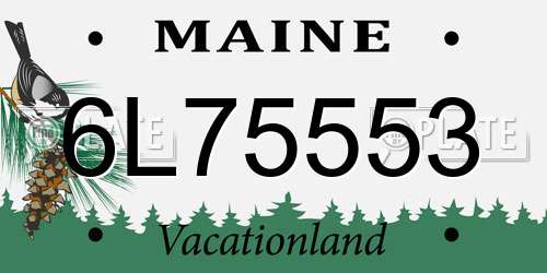 6L75553 Maine License Plate