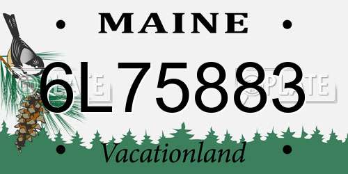 6L75883 Maine License Plate