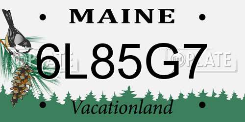 6L85G7 Maine License Plate