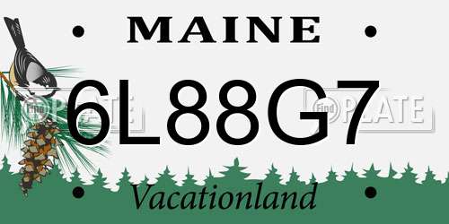 6L88G7 Maine License Plate