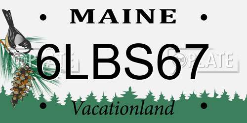 6LBS67 Maine License Plate