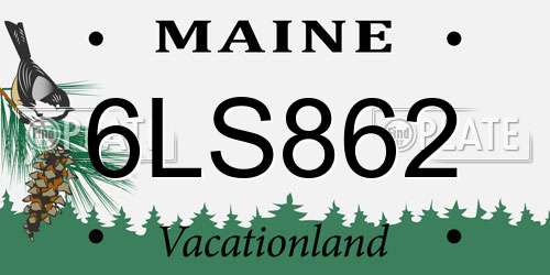 6LS862 Maine License Plate