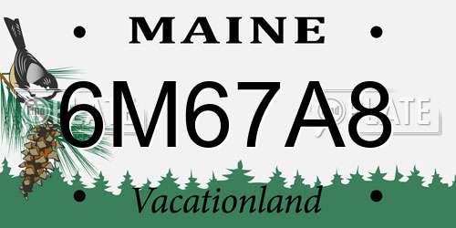 6M67A8 Maine License Plate
